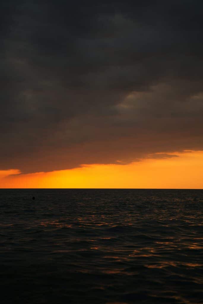 Sunset over the sea in Ureki